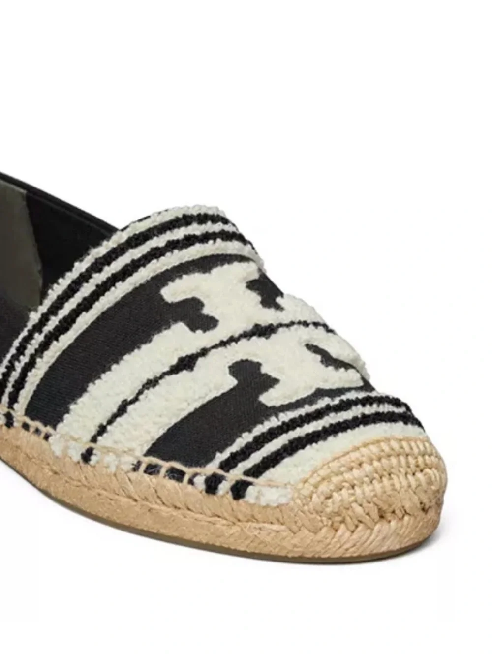 Tory Burch Black & White Logo Espadrille Flats - Woven Logo - Picture 4 of 7